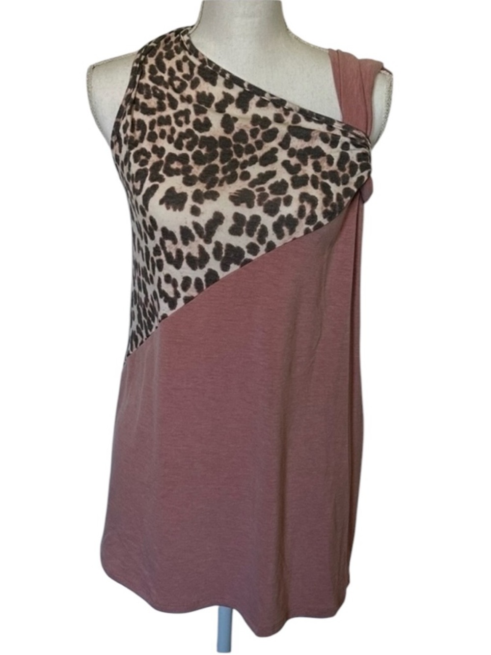 EUC Leopard Print and Rose Tank Top in XL by Lovely Melody.
